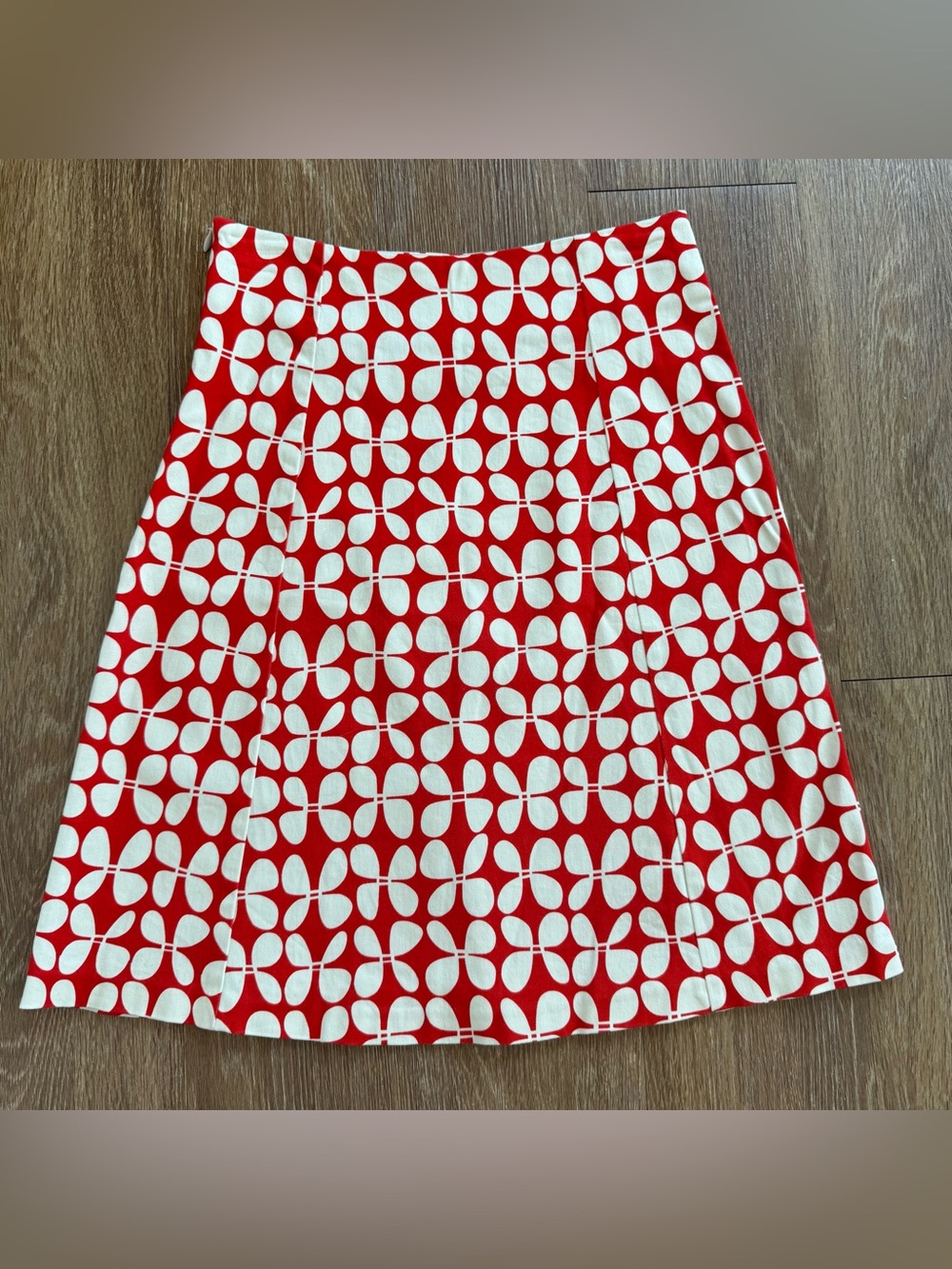 Lesley Evers Coral Red Geometric A-Line Skirt